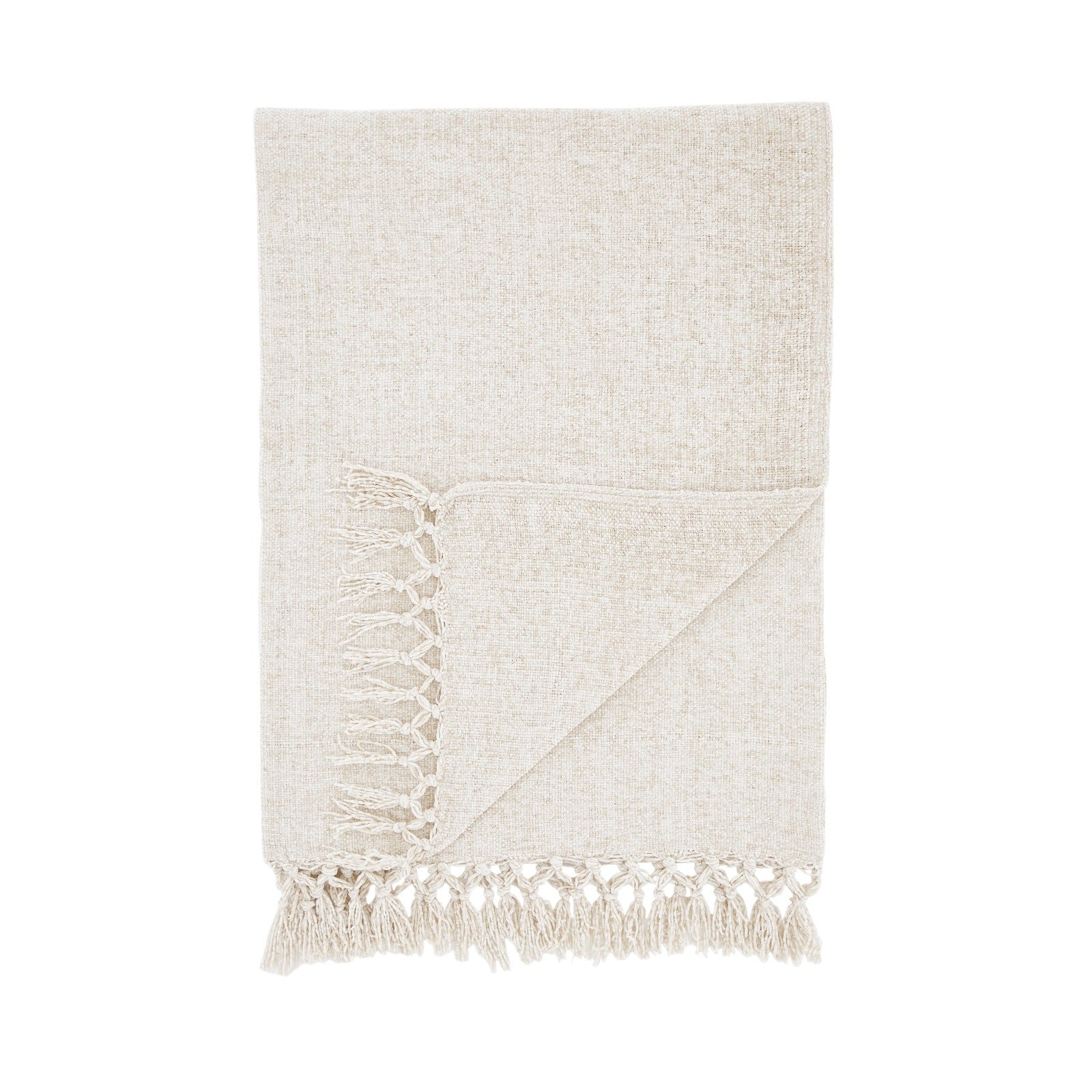 Catherine Lansfield Wilson Chenille Tassel Throw 130X170Cm - Natural 5 Shaws Department Stores