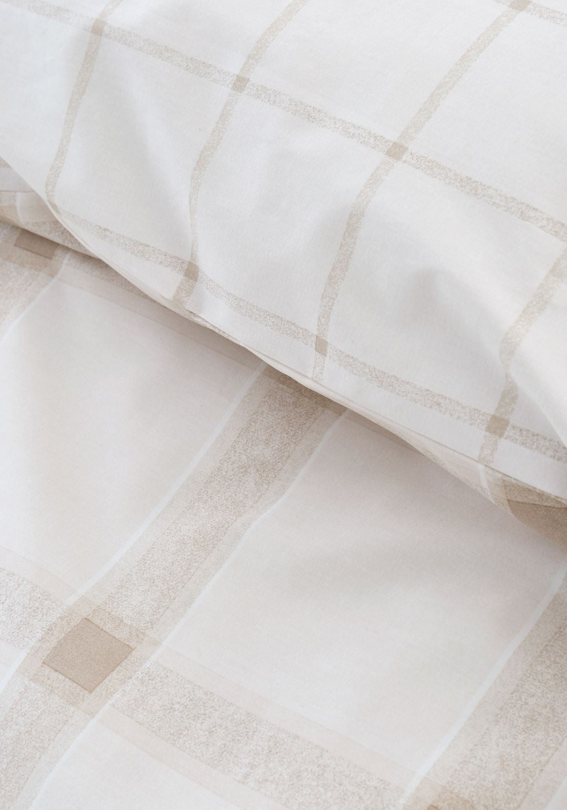 Bianca Oxton Check 200 Thread Count Cotton Reversible Duvet Cover Set - Beige 4 Shaws Department Stores