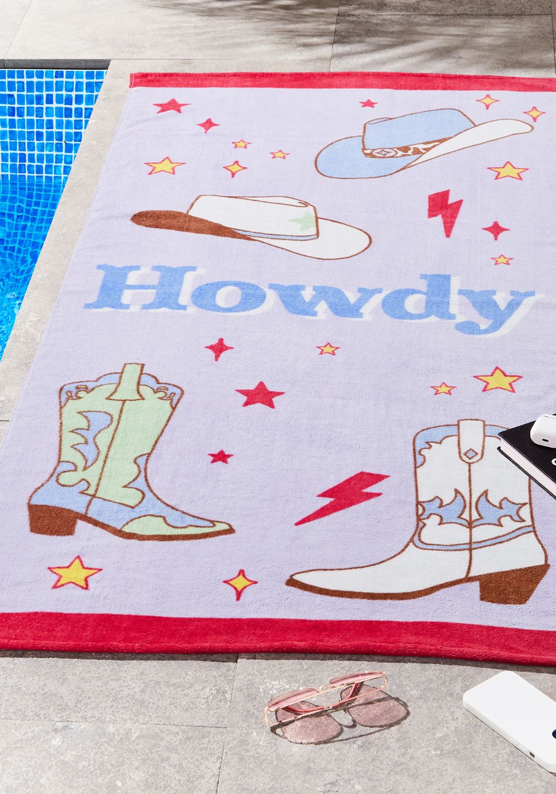 Sassy B Howdy Cowgirl Cotton Beach Towel - Purple 2 Shaws Department Stores