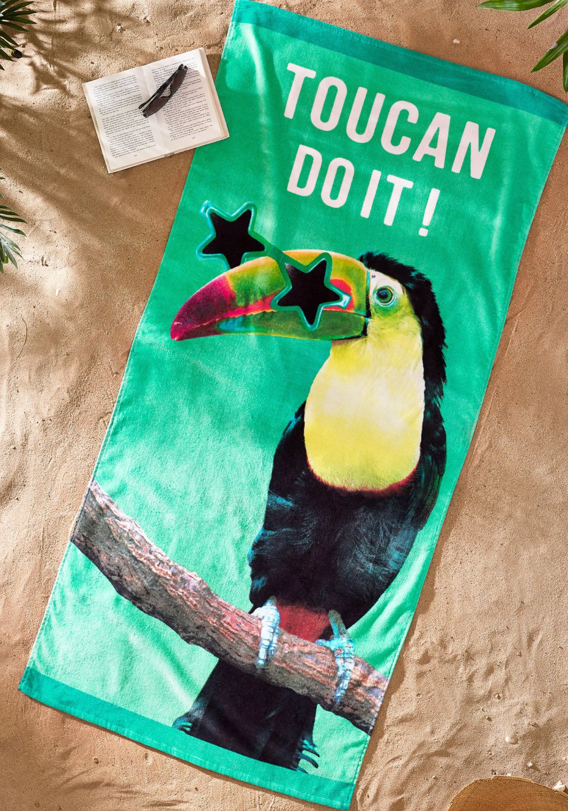 Catherine Lansfield Toucan Do It Cotton Beach Towel - Green 2 Shaws Department Stores