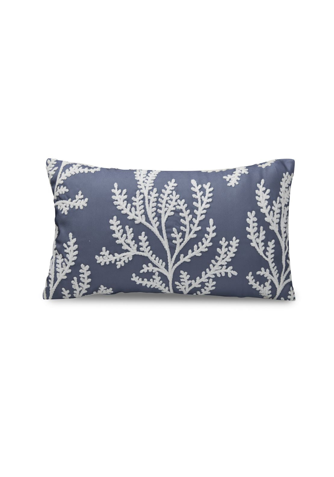 Catherine Lansfield Coral Leaf Embroidered 30cm x 50cm Cushion - Blue 3 Shaws Department Stores