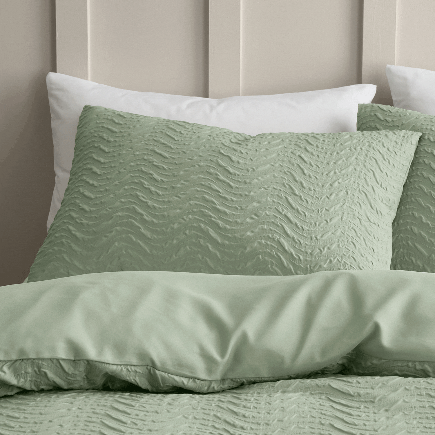 The Home Collection Textured Wave Duvet Cover Set - Soft Mint Green 2 Shaws Department Stores