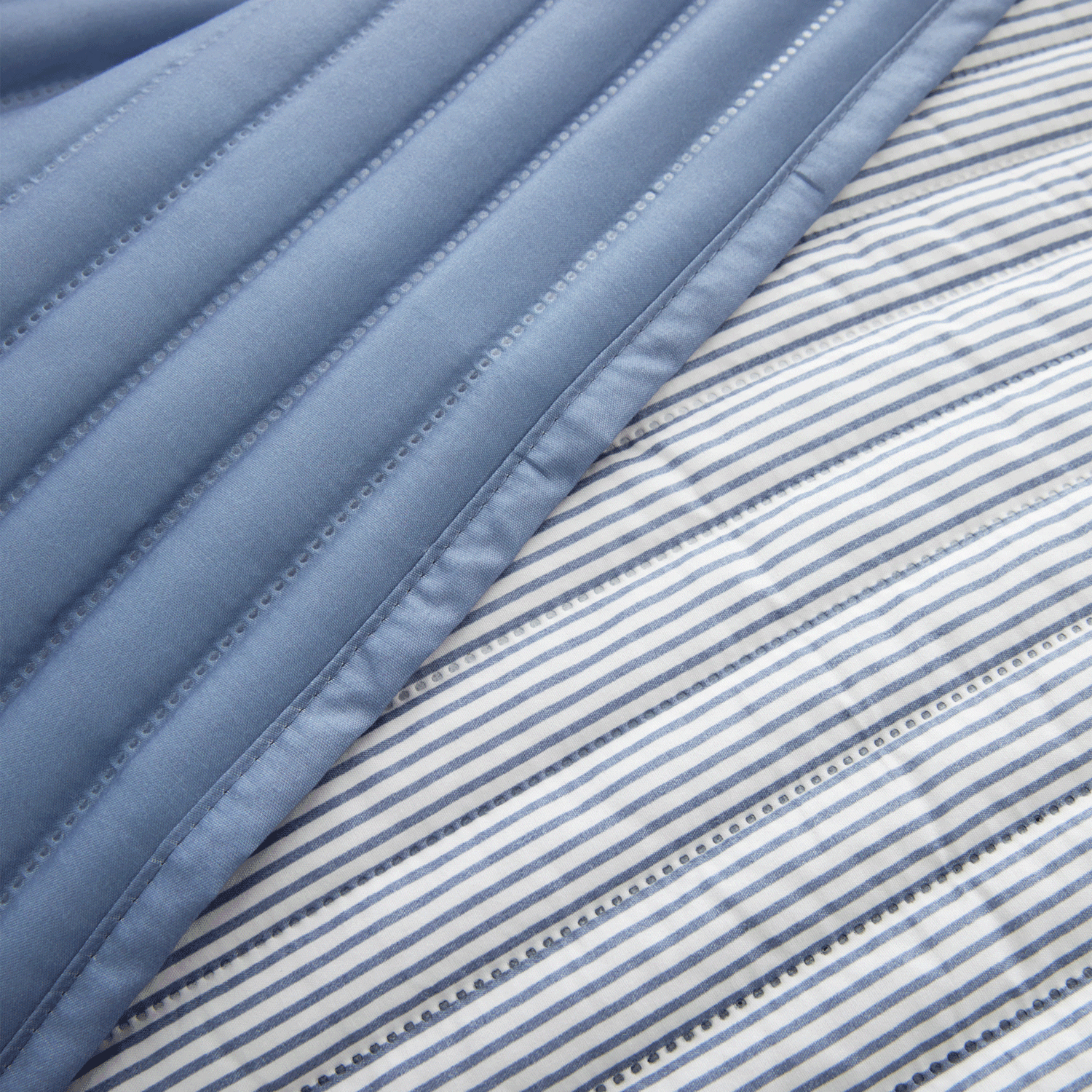 The Home Collection Stripe Quilted Reversible Bedspread 220x230cm - Blue 2 Shaws Department Stores