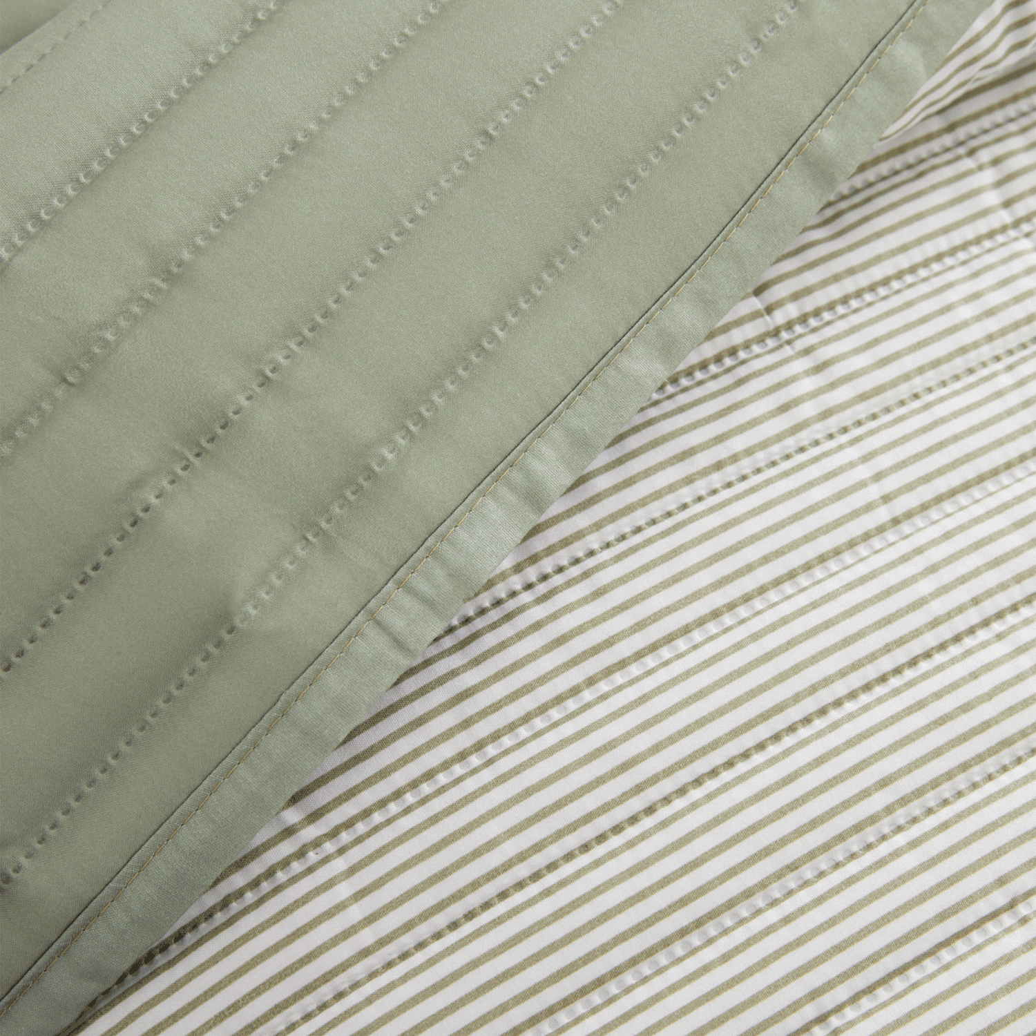 The Home Collection Stripe Quilted Reversible Bedspread 220x230cm - Green 2 Shaws Department Stores