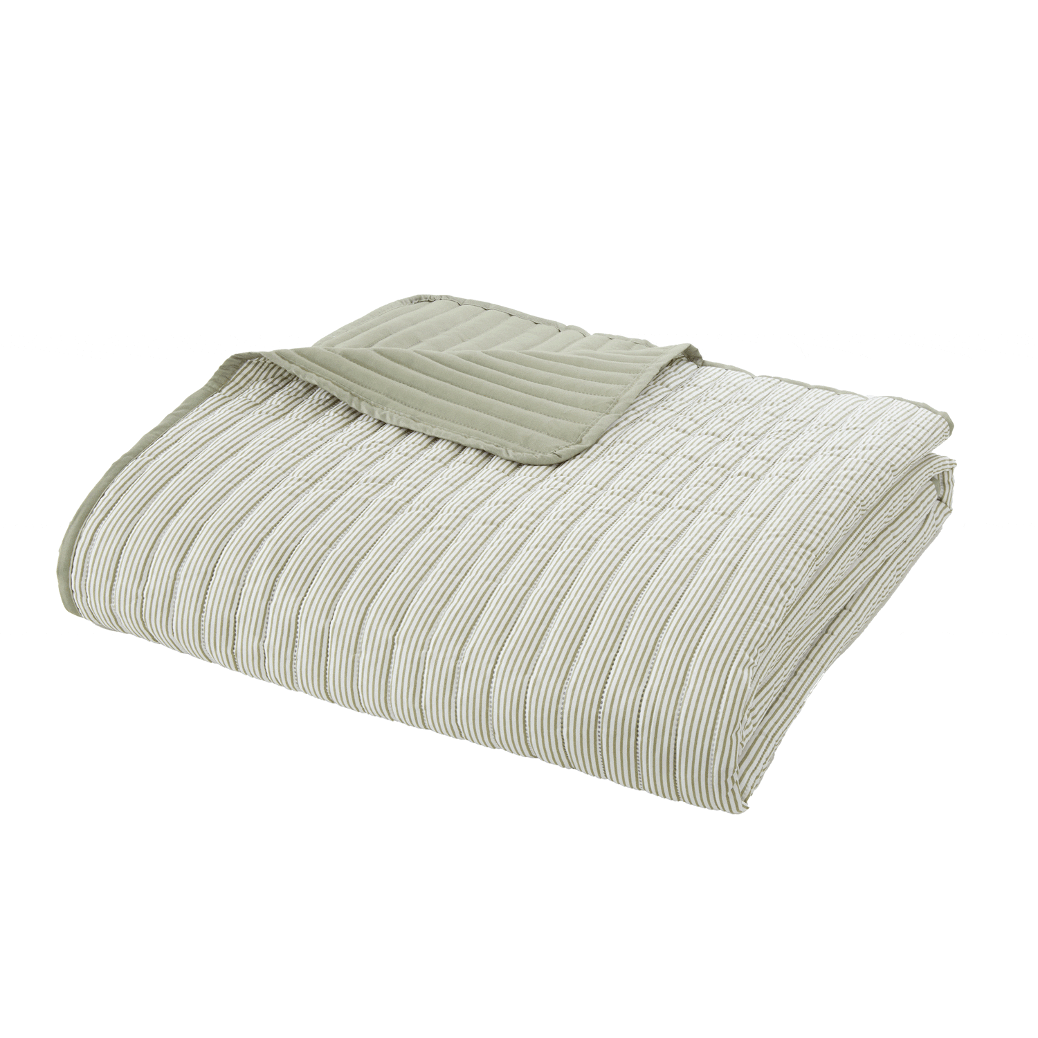 The Home Collection Stripe Quilted Reversible Bedspread 220x230cm - Green 4 Shaws Department Stores