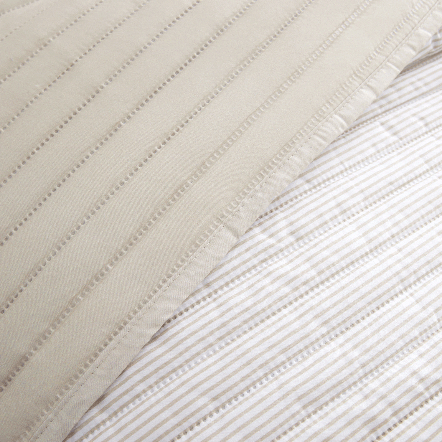The Home Collection Stripe Quilted Reversible Bedspread 220x230cm - Natural 2 Shaws Department Stores