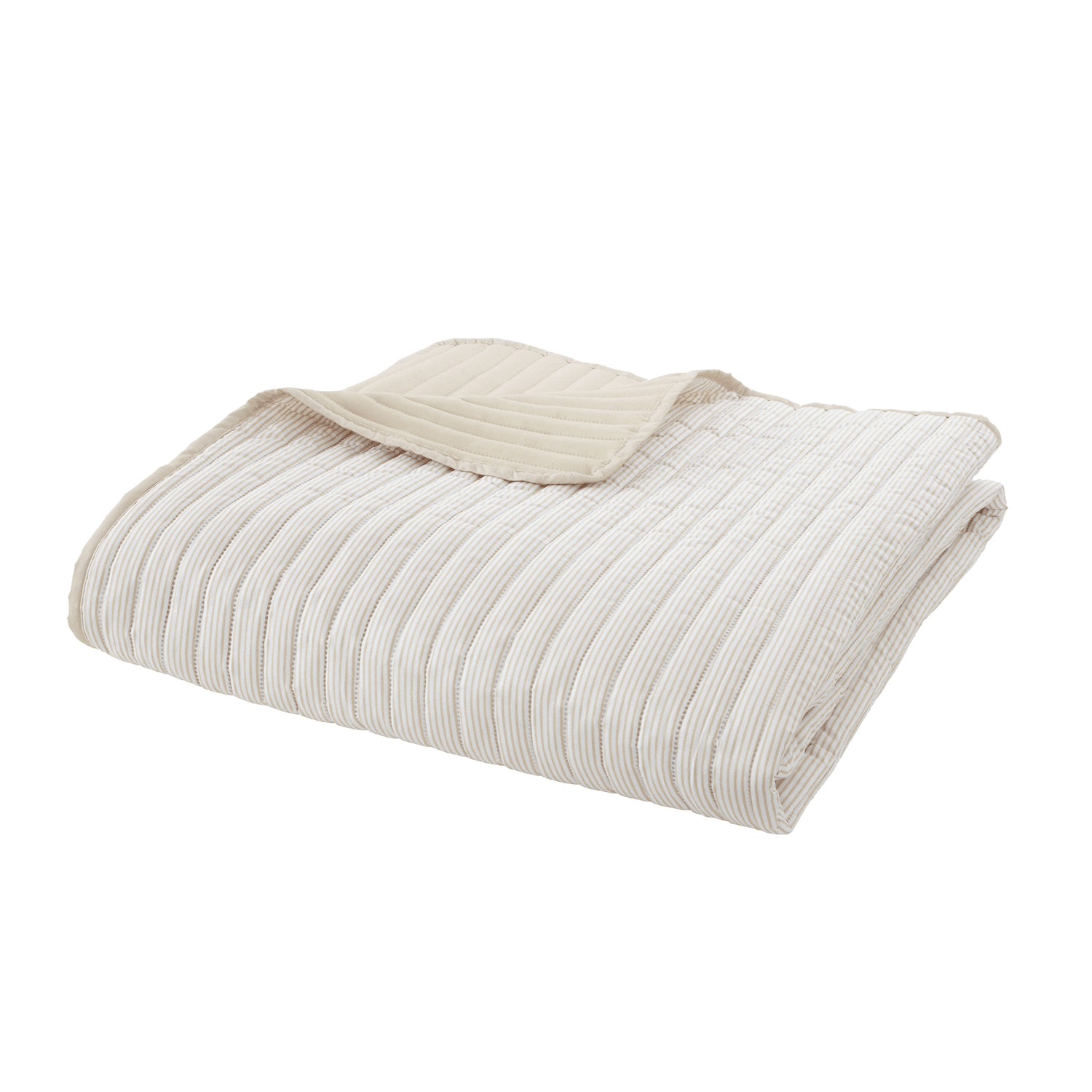 The Home Collection Stripe Quilted Reversible Bedspread 220x230cm - Natural 4 Shaws Department Stores