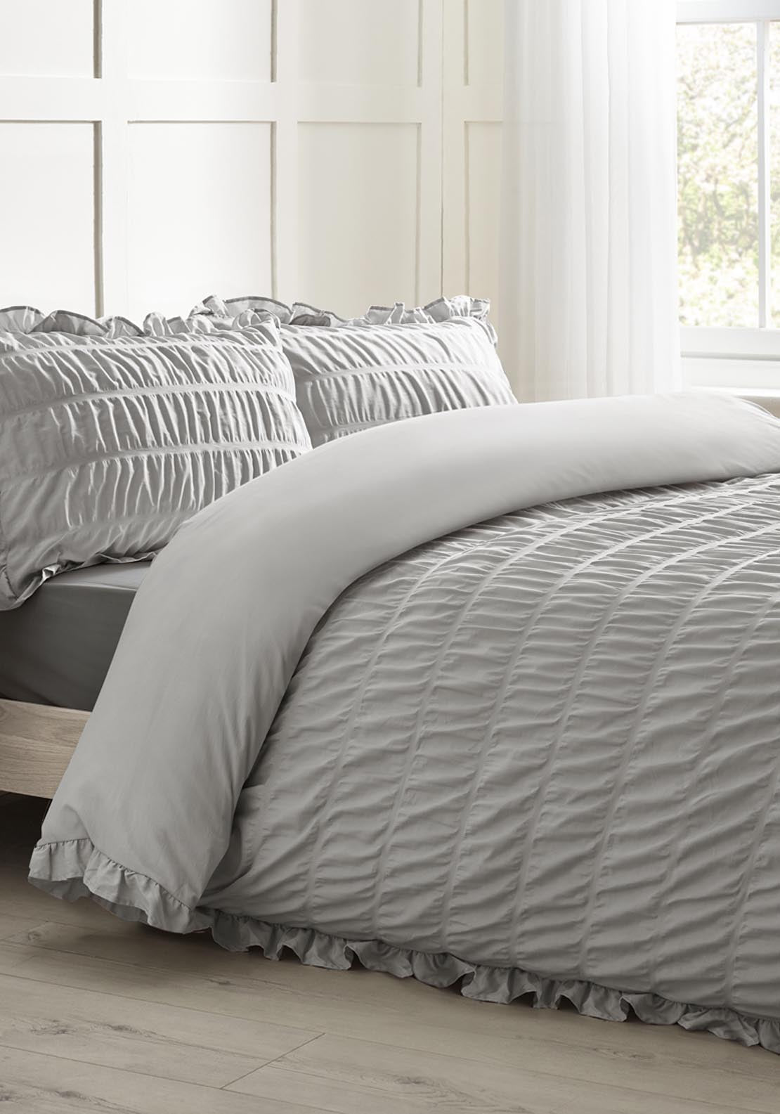 The Home Collection Textured Seersucker Frill Duvet Cover Set 1 Shaws Department Stores