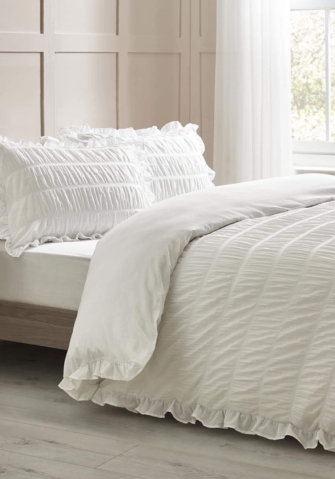 The Home Collection Textured Seersucker Frill Duvet Cover Set 1 Shaws Department Stores