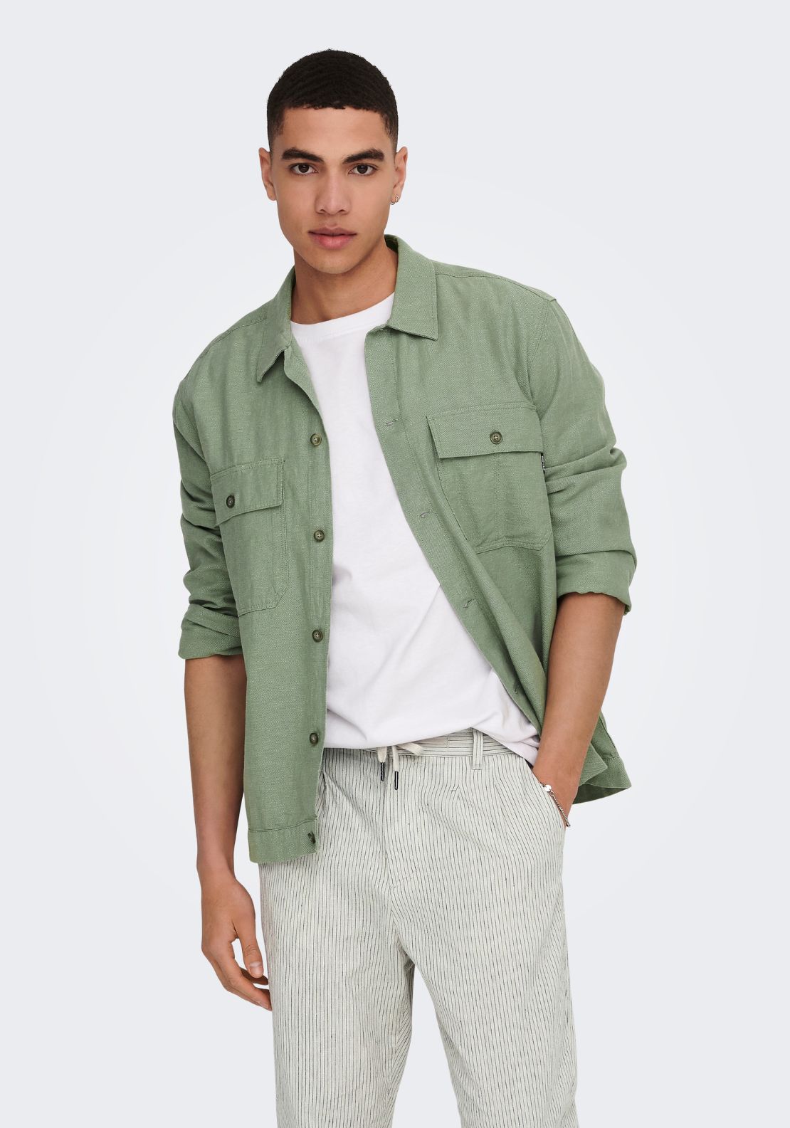 Only &amp; Sons Onskennet Overshirt - Swamp 1 Shaws Department Stores