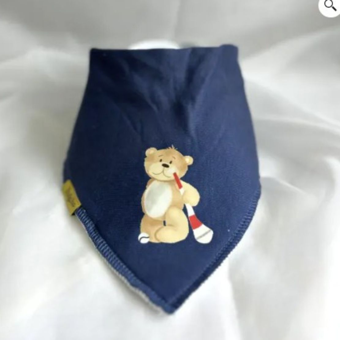 Babyboo Hurling Teddy Organic Cotton DribbleBoo Bandana Bib - Blue 2 Shaws Department Stores
