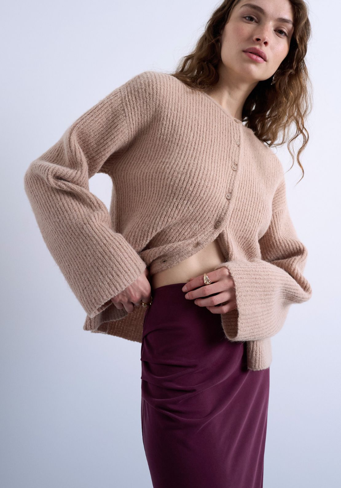 Topshop Josie Ruched Maxi Skirt - Burgundy 5 Shaws Department Stores