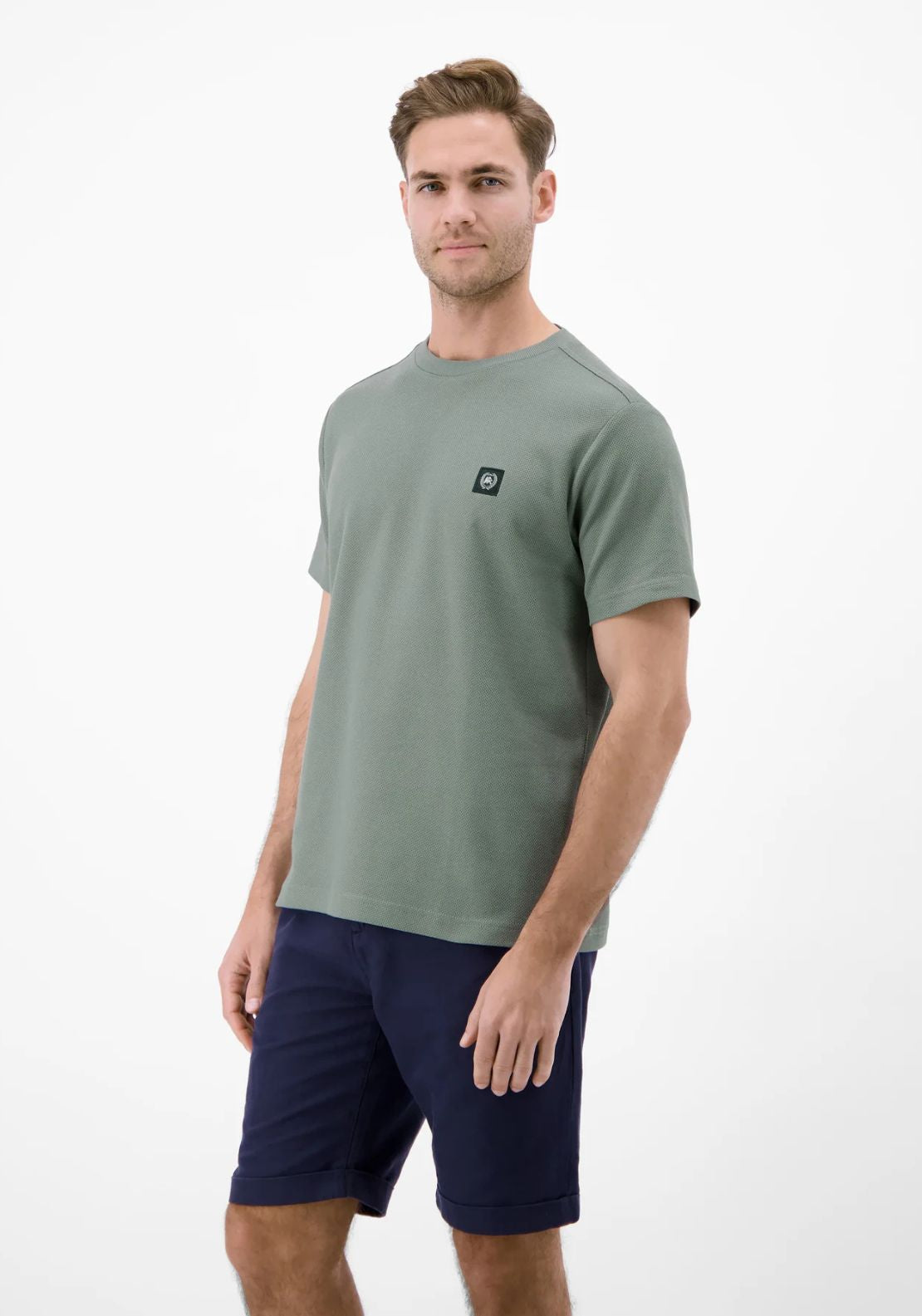 Lerros 100% Cotton Waffle Texture T-Shirt - Grey 3 Shaws Department Stores