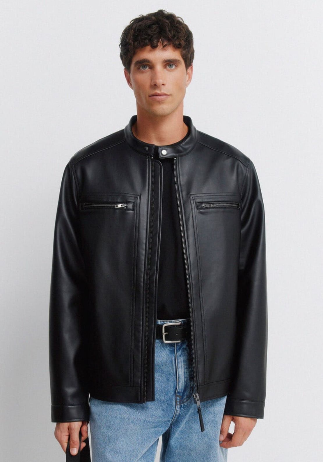 Springfield Faux Leather Jacket - Black 1 Shaws Department Stores