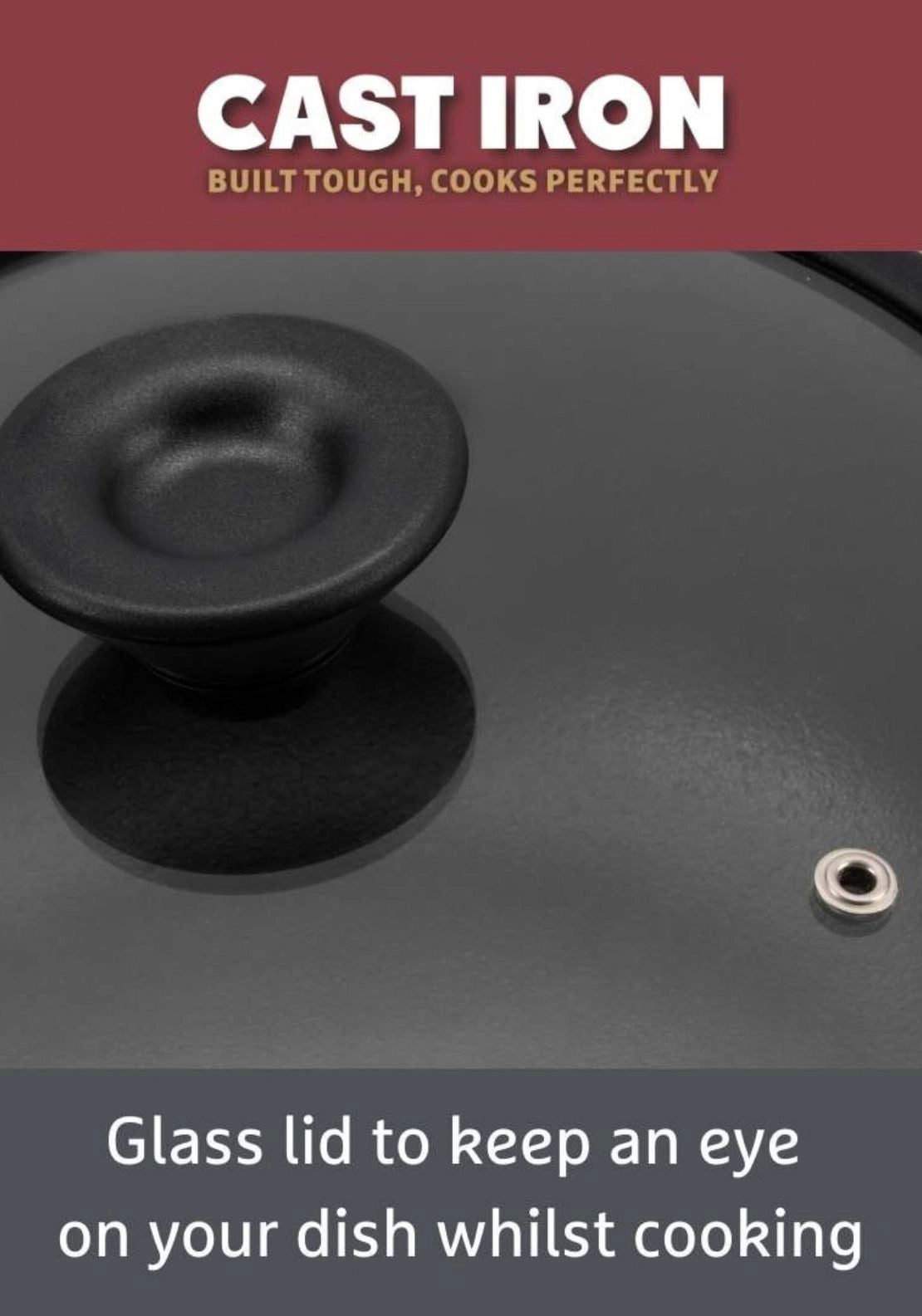 Cast Iron Casserole With Glass Lid 24cm/4.6L - Black