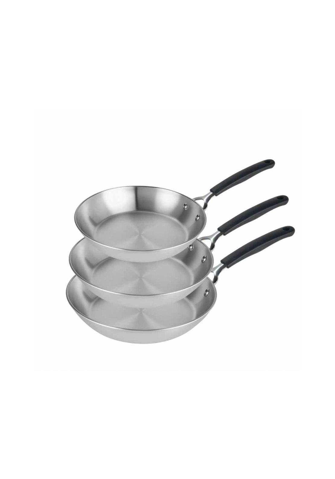 Made To Last Stainless Steel Frypan Triple Pack 21cm 25cm &amp; 29cm - Silver