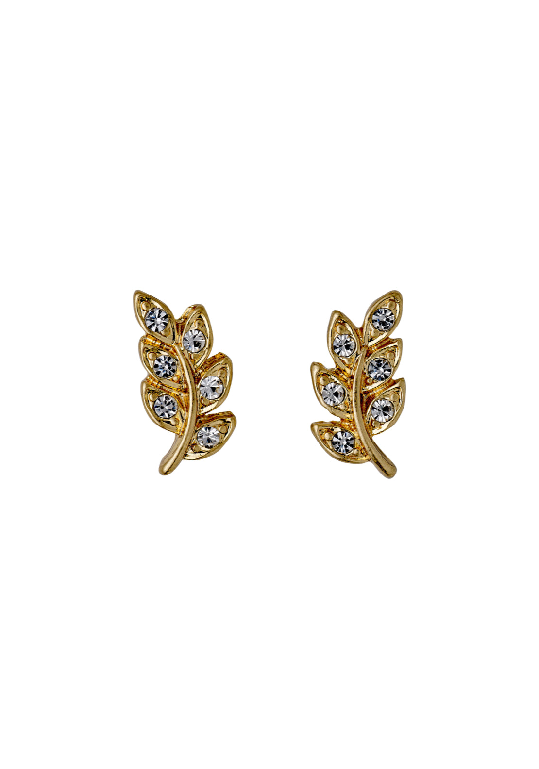 Imogen Gold Plated Crystal Leaf Earrings - Gold