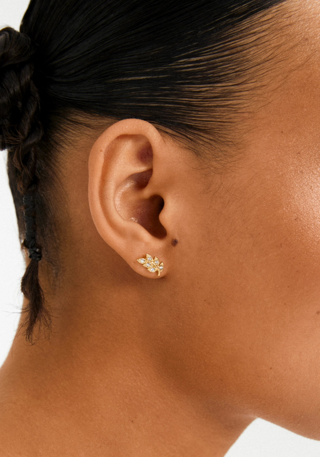 Imogen Gold Plated Crystal Leaf Earrings - Gold