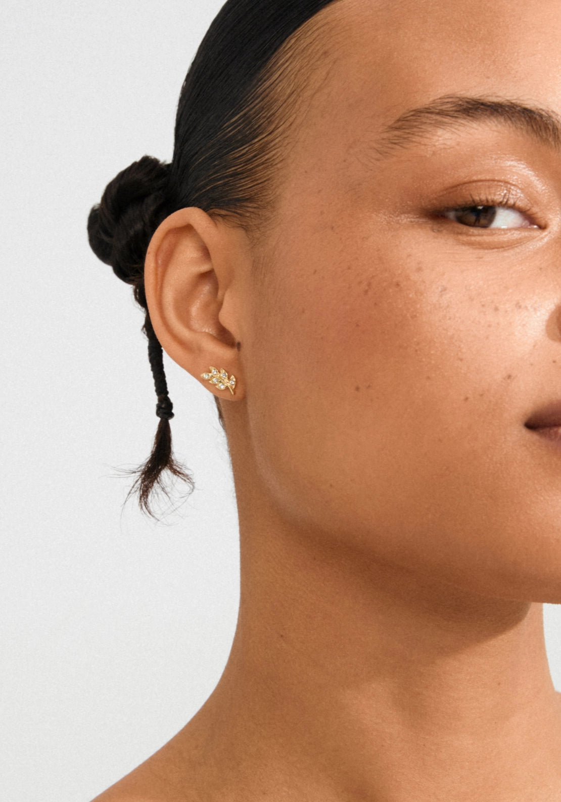 Imogen Gold Plated Crystal Leaf Earrings - Gold