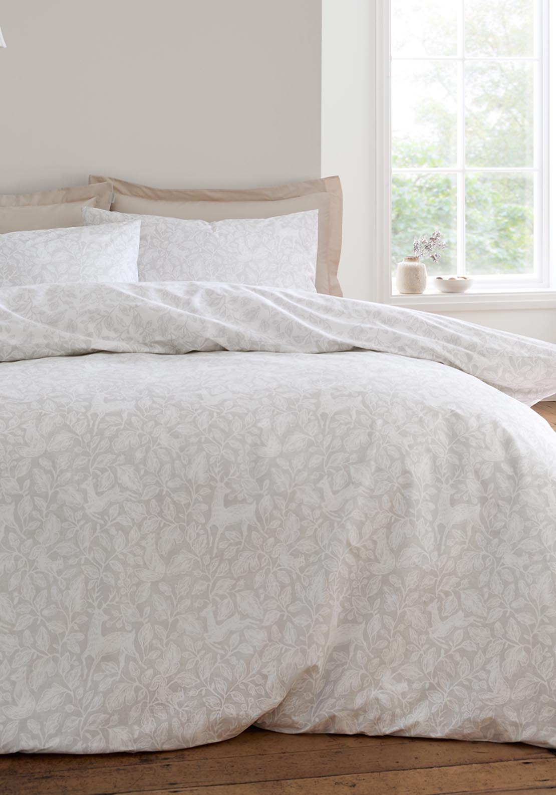 The Home Luxury Collection 100% Cotton 200 TC Woodland Trail Duvet Cover Set - Nude 1 Shaws Department Stores
