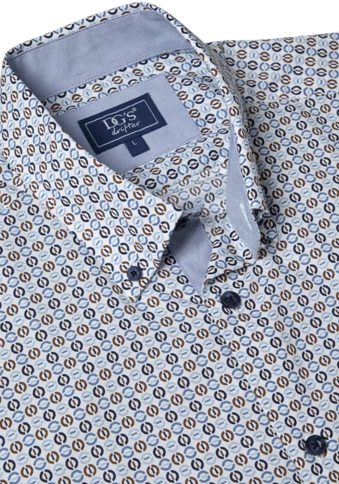 Drifter Long Sleeve Printed Ivano Shirt - Blue 2 Shaws Department Stores