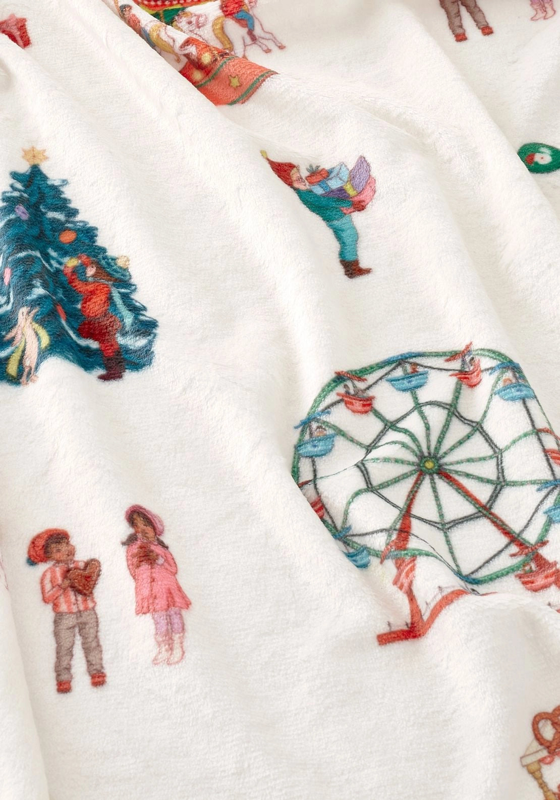 Belle &amp; Boo Christmas Fairground Cosy Fleece Blanket Throw - Green 3 Shaws Department Stores