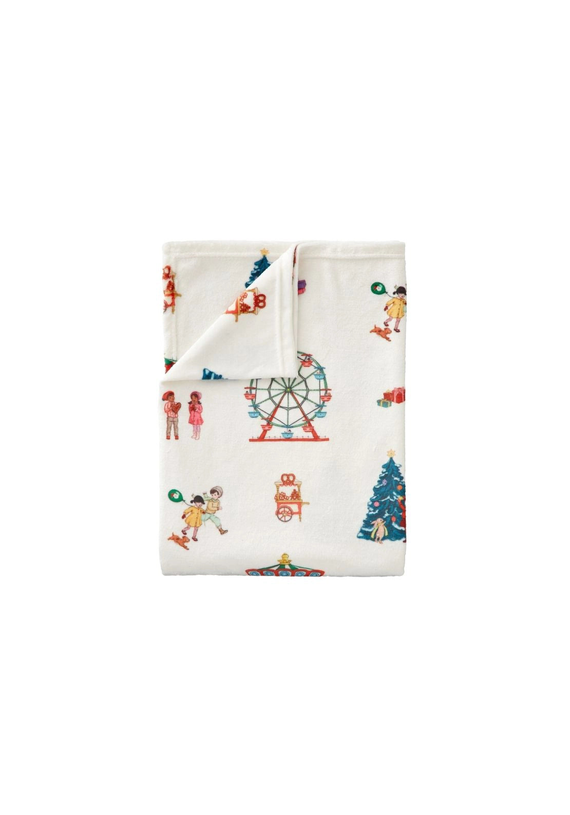 Belle &amp; Boo Christmas Fairground Cosy Fleece Blanket Throw - Green 4 Shaws Department Stores