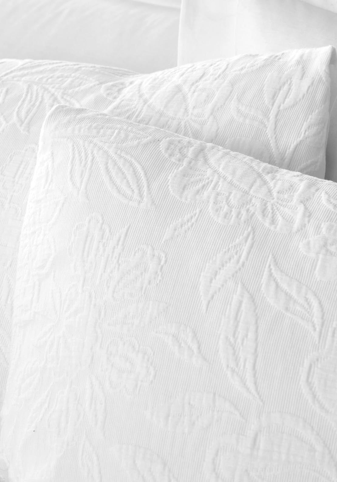 Heather &amp; Ferne 100% Cotton 200 TC Fleur Matelassé Jacquard Duvet Cover Set - White 3 Shaws Department Stores