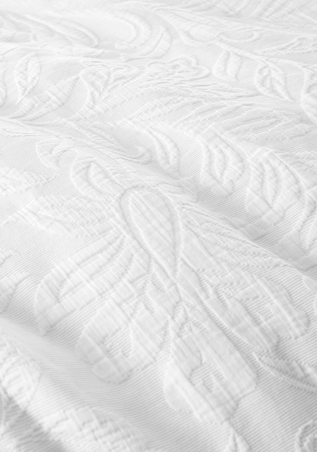 Heather &amp; Ferne 100% Cotton 200 TC Fleur Matelassé Jacquard Duvet Cover Set - White 4 Shaws Department Stores