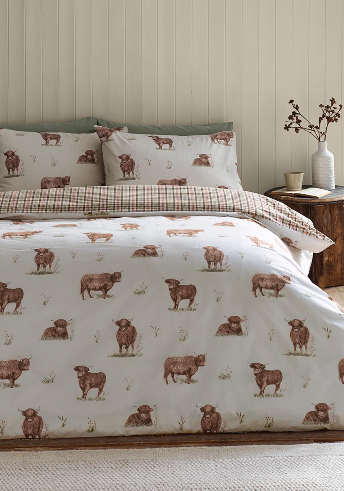 The Home Collection Fergus Highland Cow Duvet Cover Set - Nude 1 Shaws Department Stores