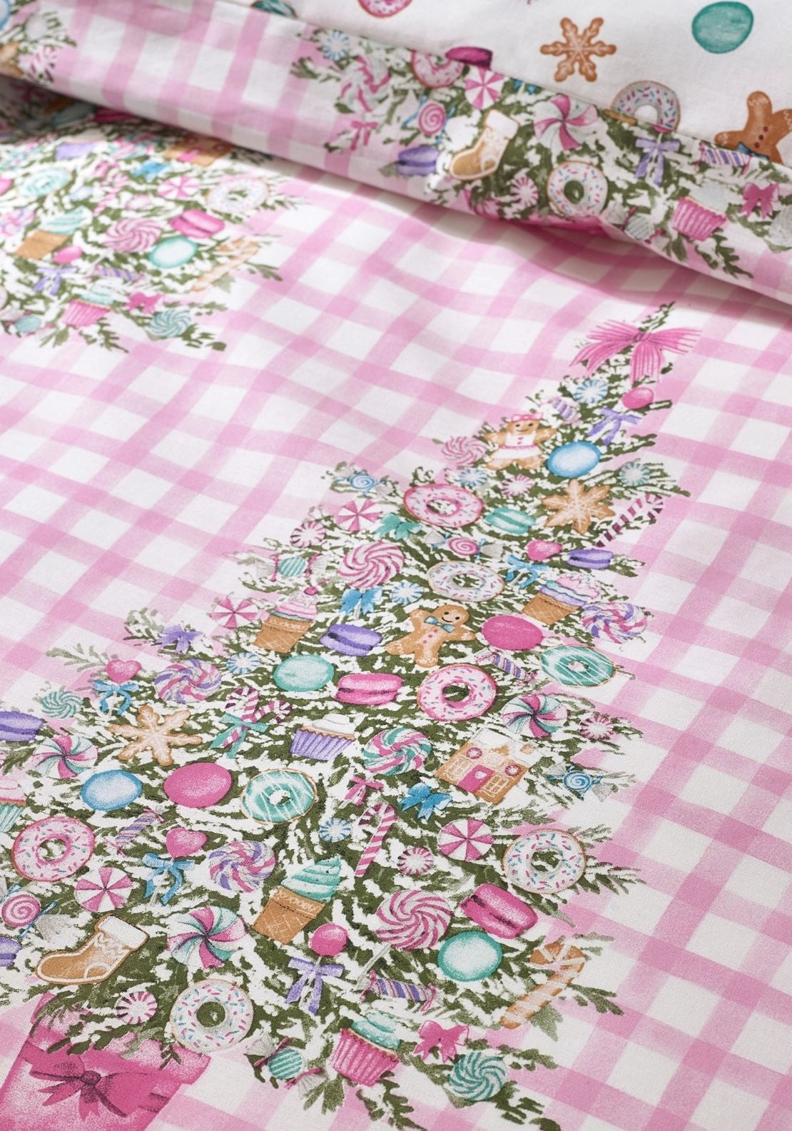 Catherine Lansfield Christmas Sweets &amp; Treats Reversible Duvet Cover Set - Pink 4 Shaws Department Stores