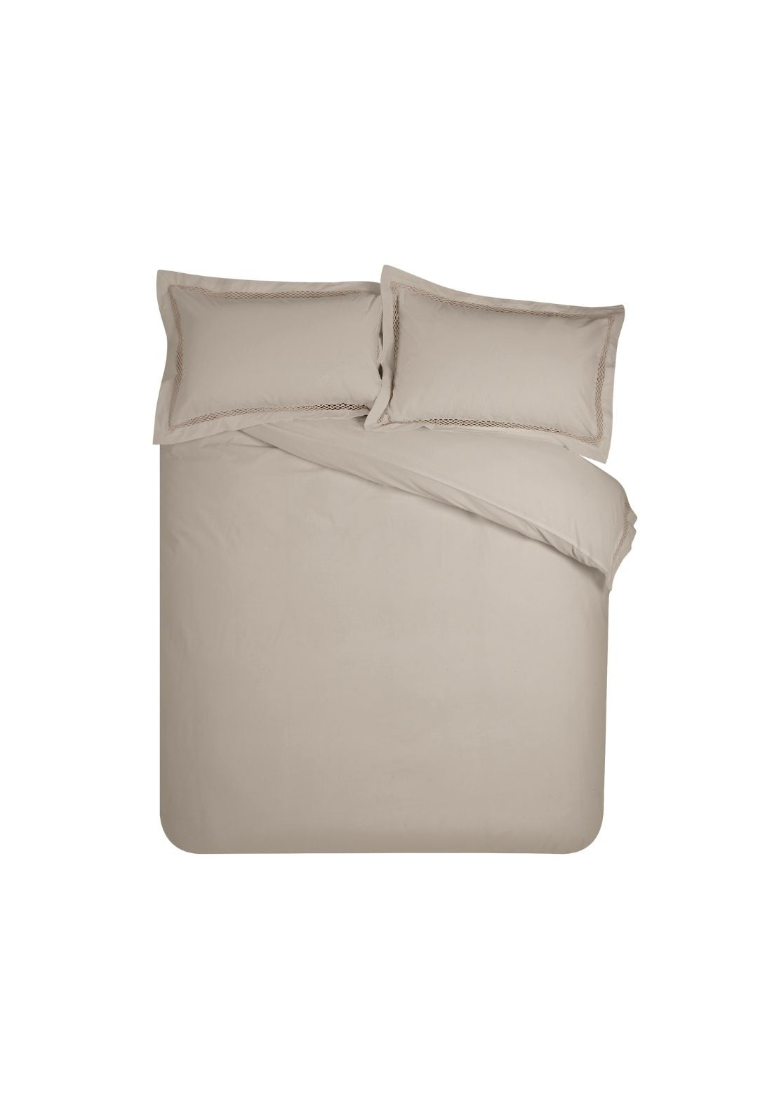 Catherine Lansfield Classic Lattice Lace Duvet Cover Set - Beige 4 Shaws Department Stores