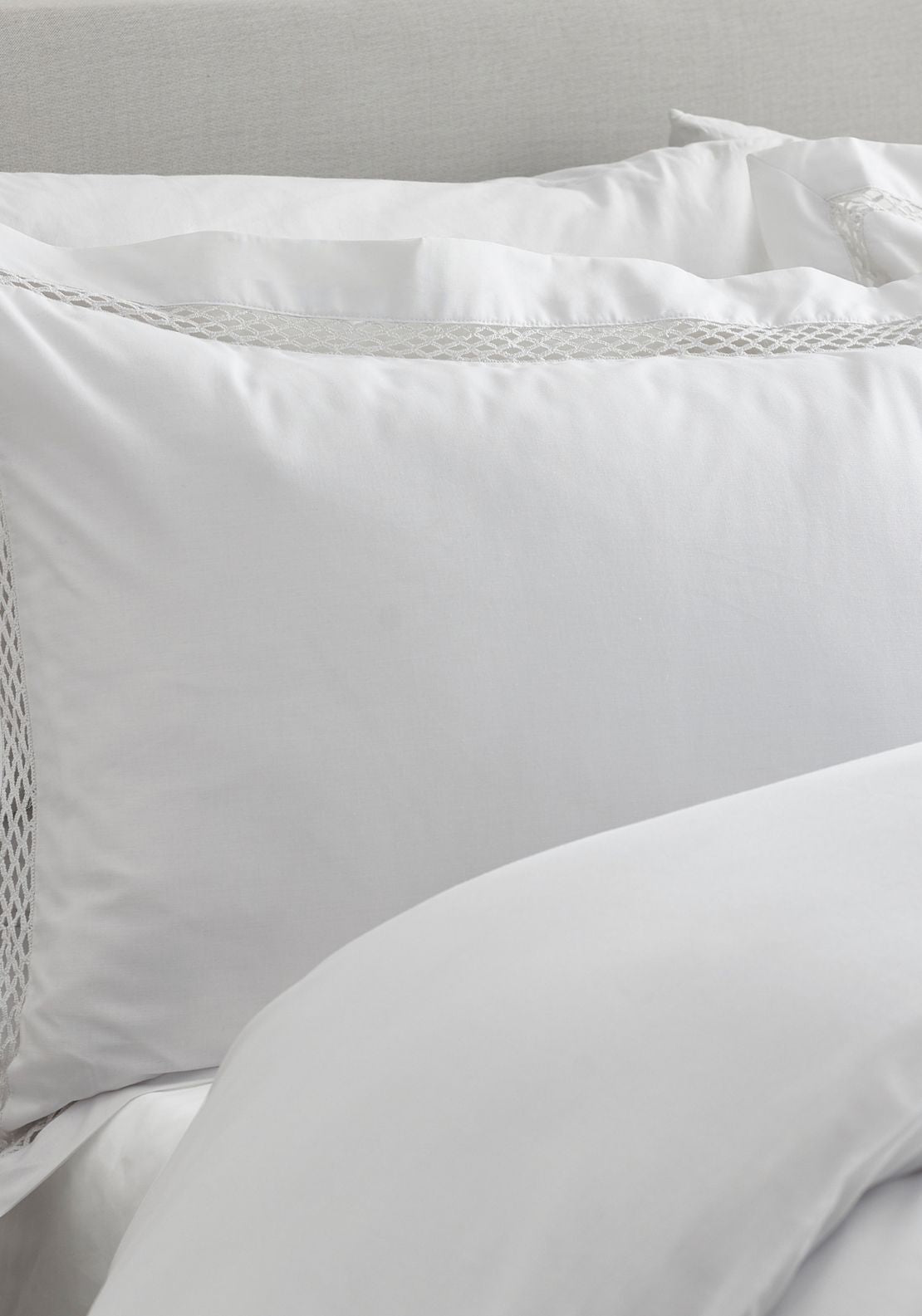 Catherine Lansfield Classic Lattice Lace Duvet Cover Set - White 3 Shaws Department Stores