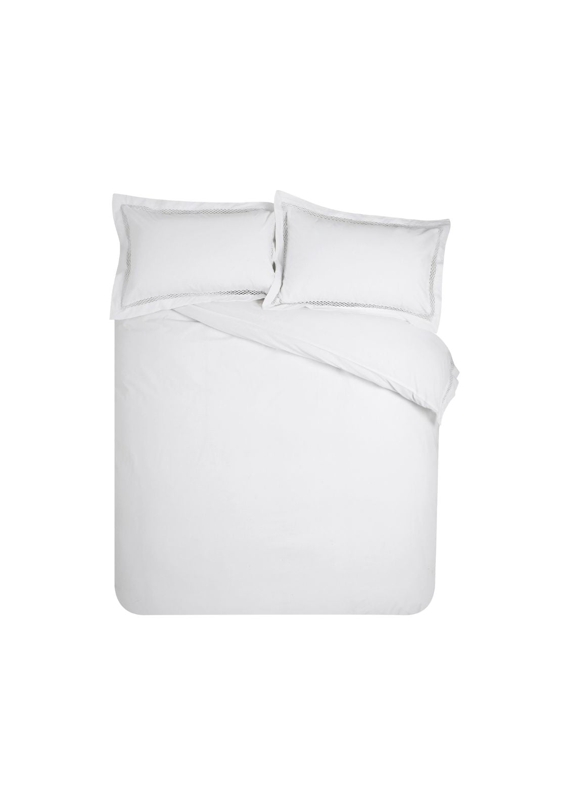 Catherine Lansfield Classic Lattice Lace Duvet Cover Set - White 5 Shaws Department Stores