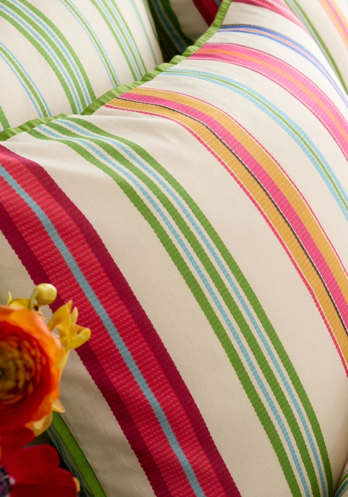 Sophie Robinson Sophie Stripe 100% Cotton Reversible Standard Pillowcase - Green 3 Shaws Department Stores