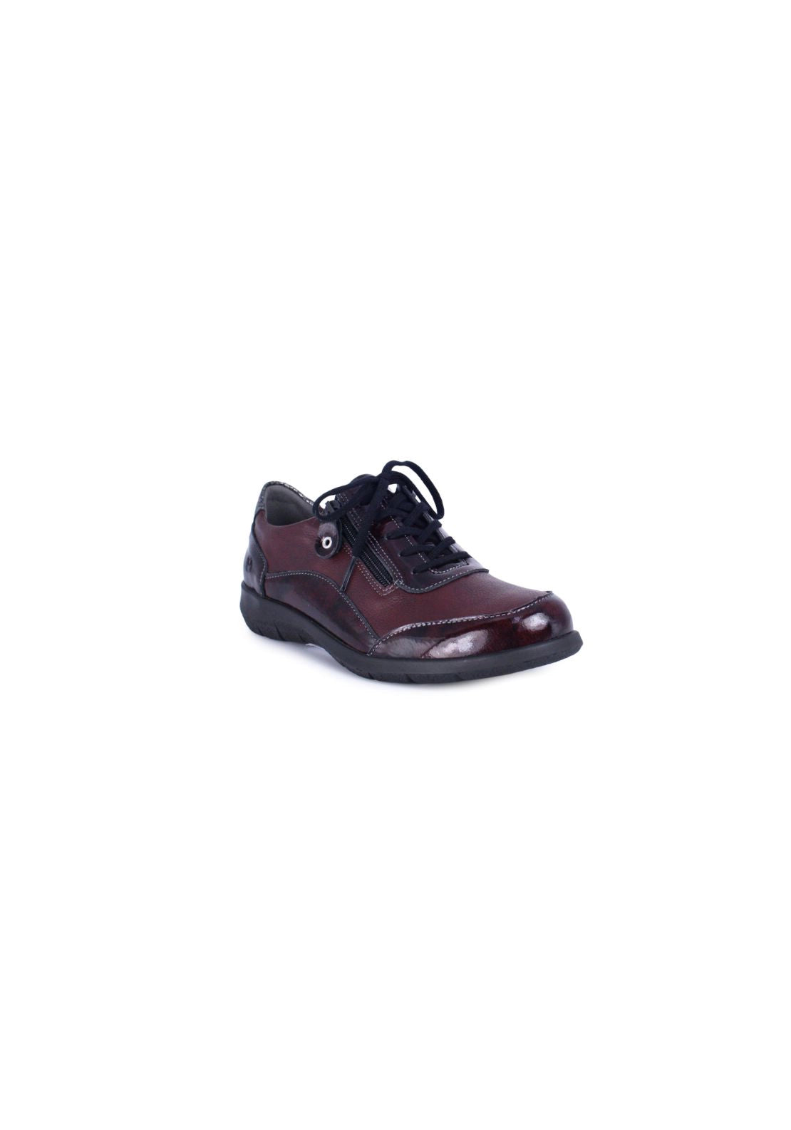 Suave Lace Up Trainer With Patent Trims - Wine 2 Shaws Department Stores