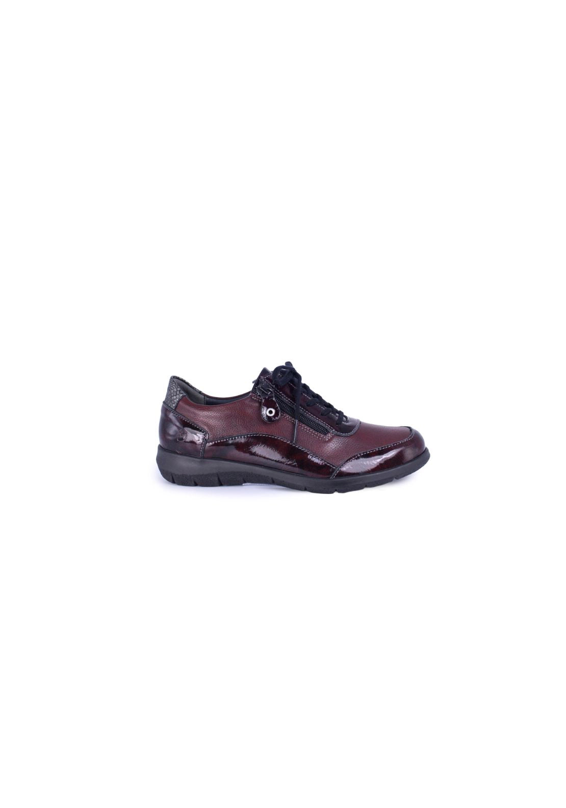 Suave Lace Up Trainer With Patent Trims - Wine 1 Shaws Department Stores