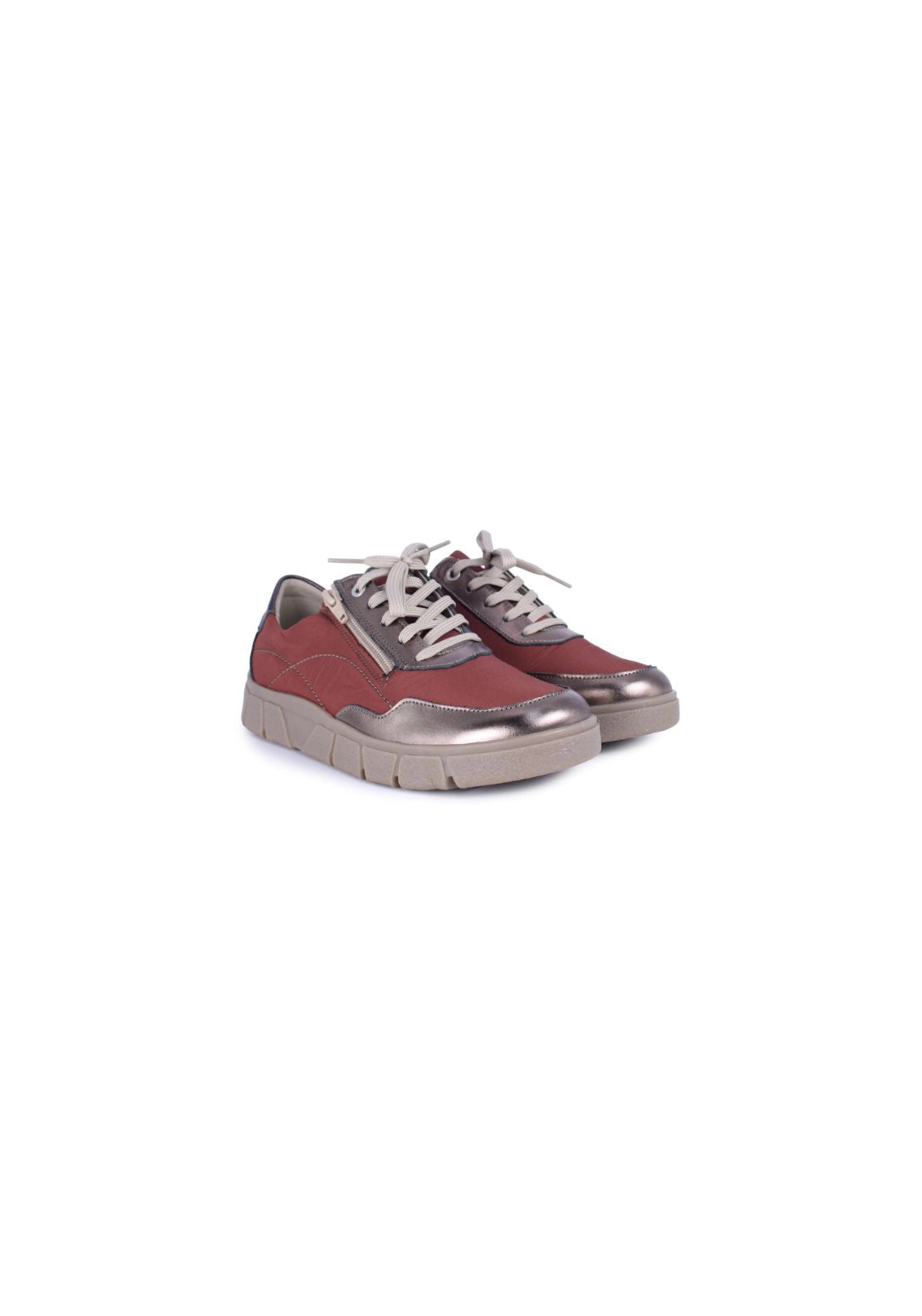 Suave Chunky Contrast Lace Up Trainer - Russet 4 Shaws Department Stores