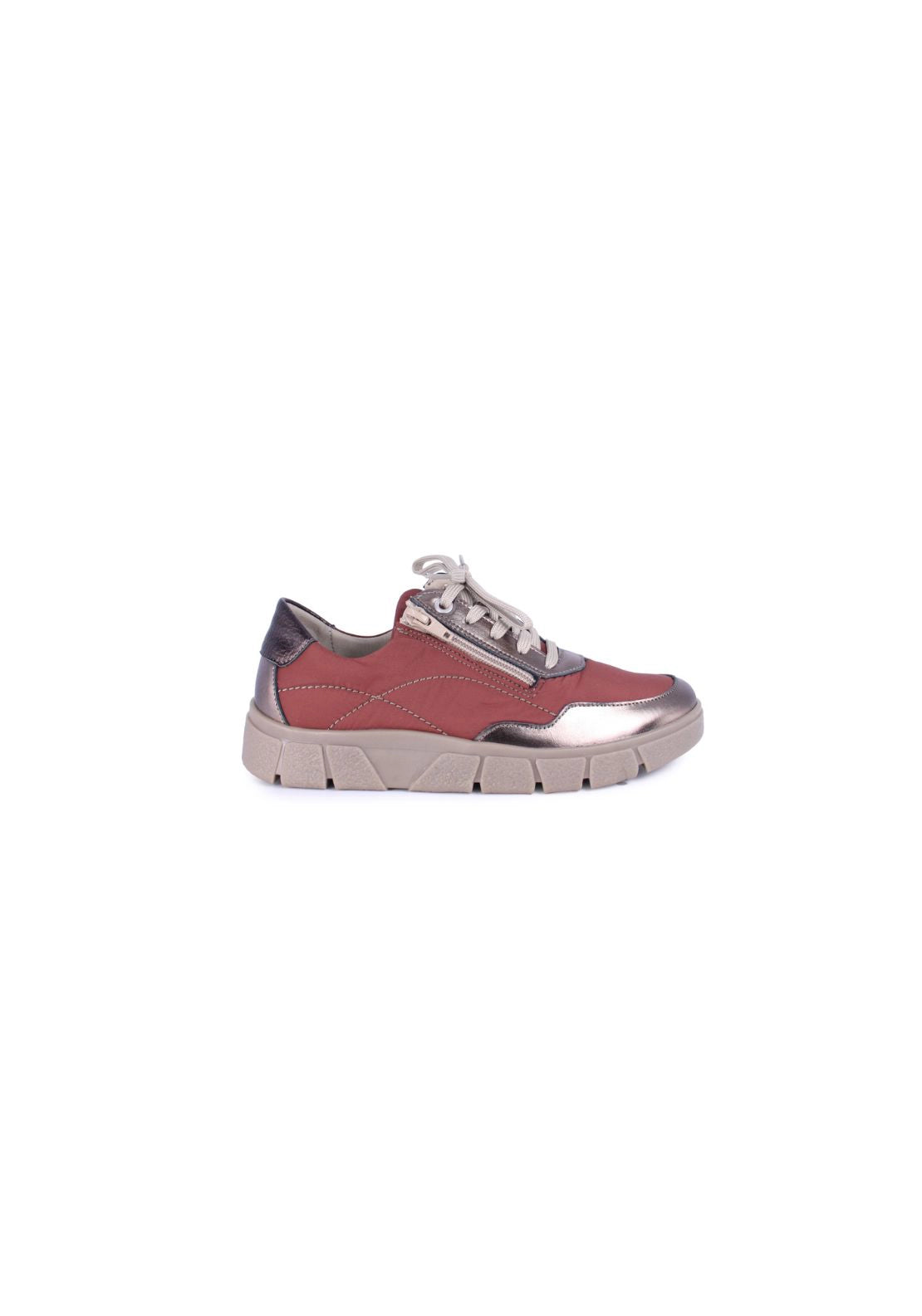 Suave Chunky Contrast Lace Up Trainer - Russet 1 Shaws Department Stores