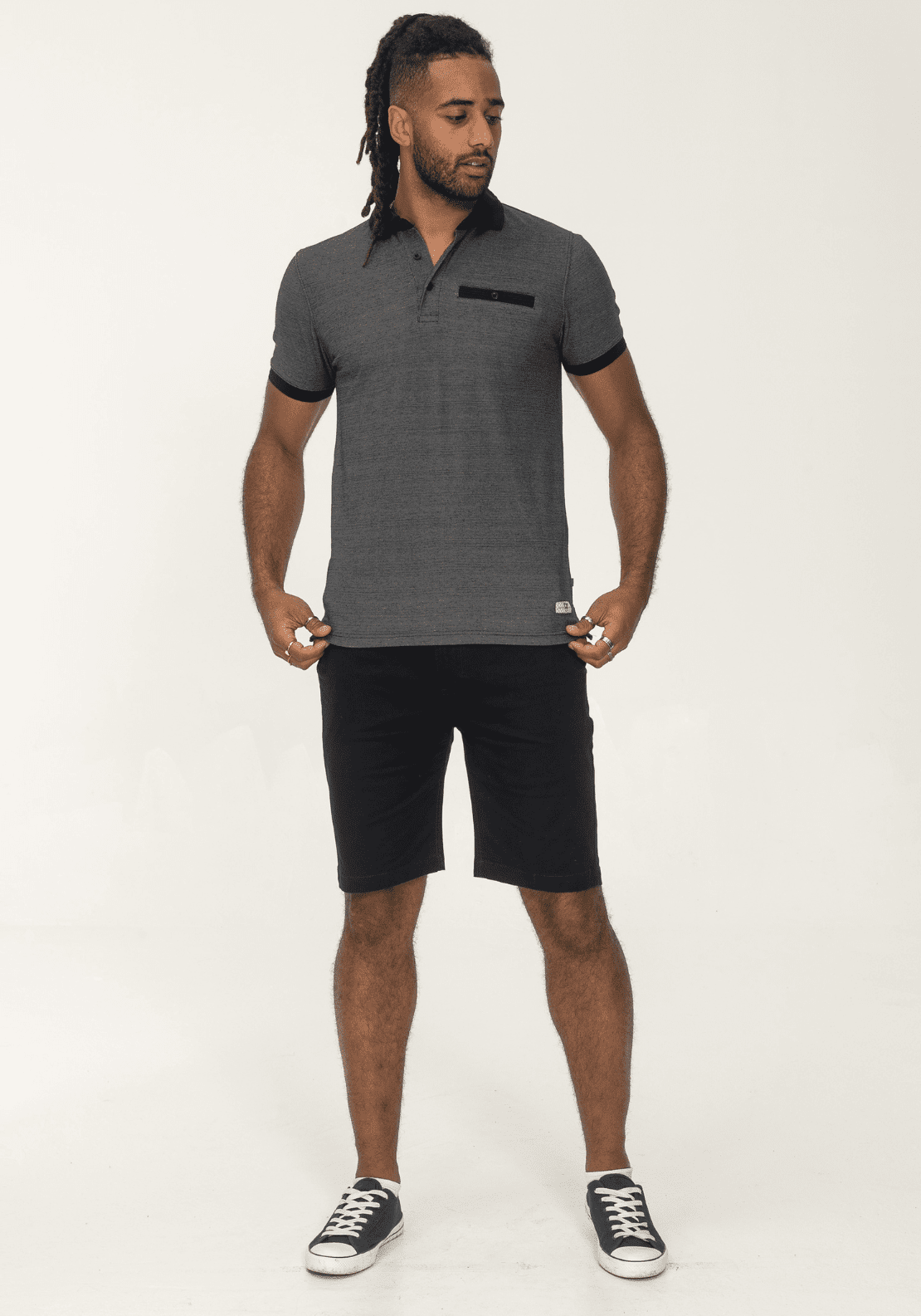Split Star Newcastle-Pique Polo - Grey 1 Shaws Department Stores