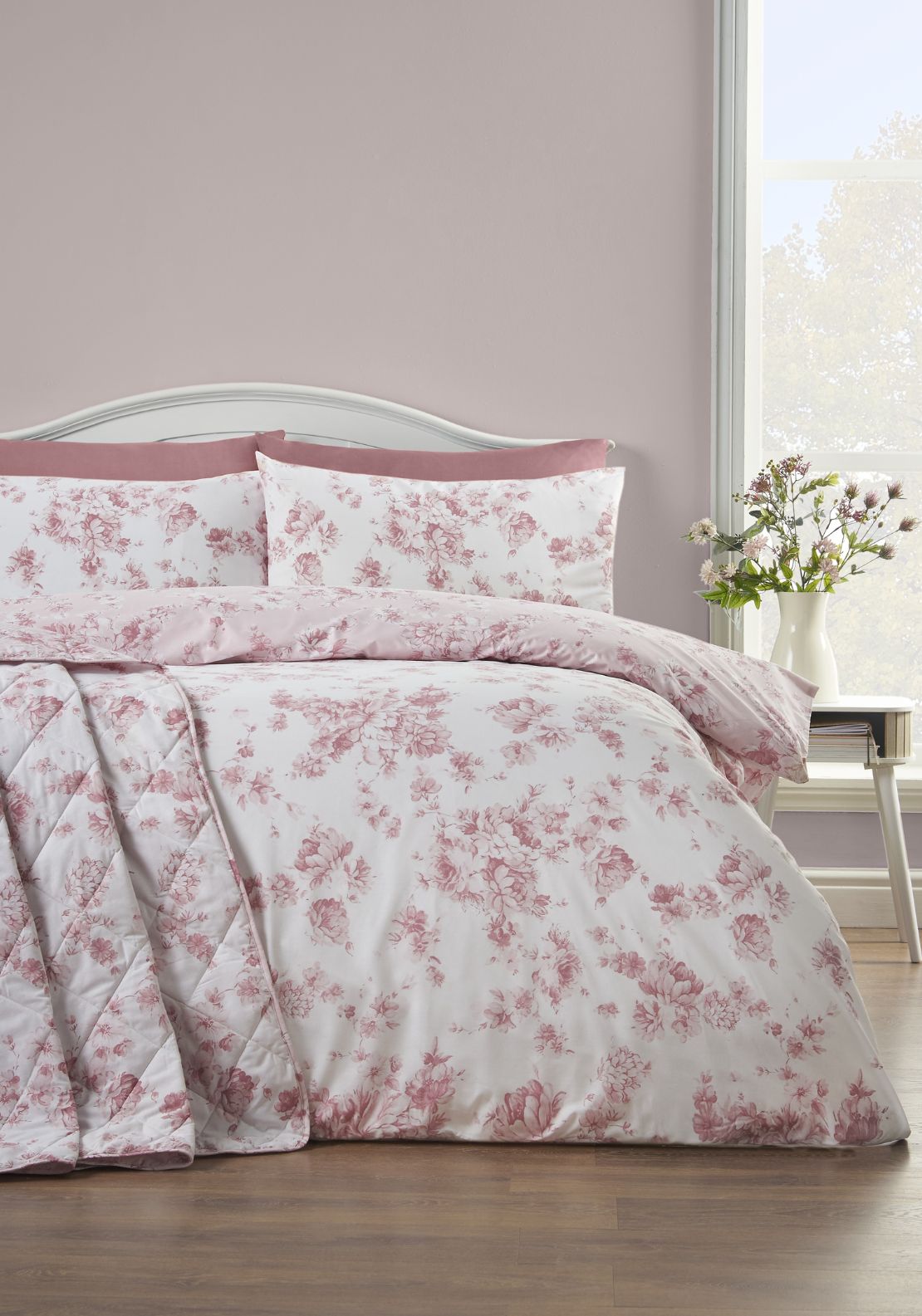 The Home Collection Amelie Floral Toile Duvet Cover Set - Pink 1 Shaws Department Stores