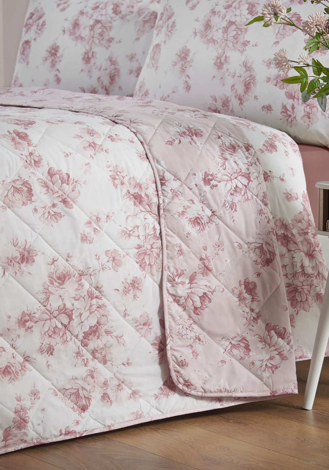 The Home Collection Amelie Floral Toile Quilted Bedspread - Pink 2 Shaws Department Stores