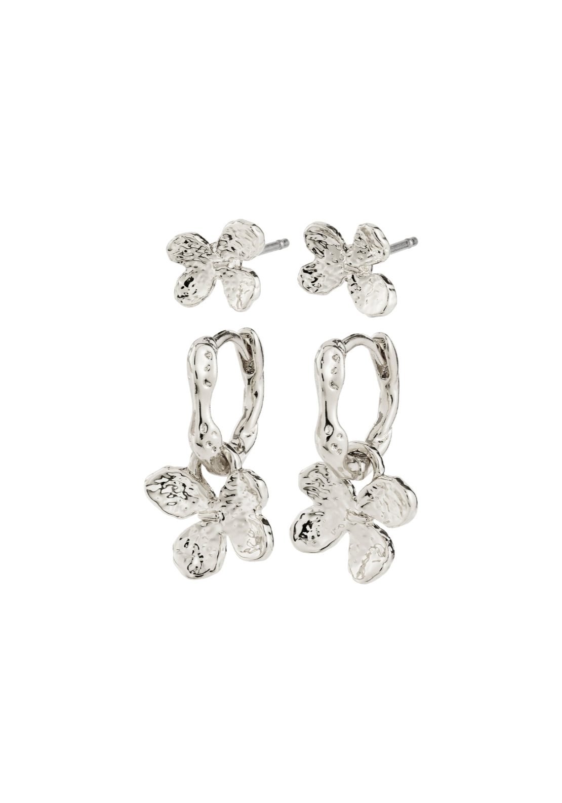 Ajani Silver Plated 2 In 1 Earring Set - Silver
