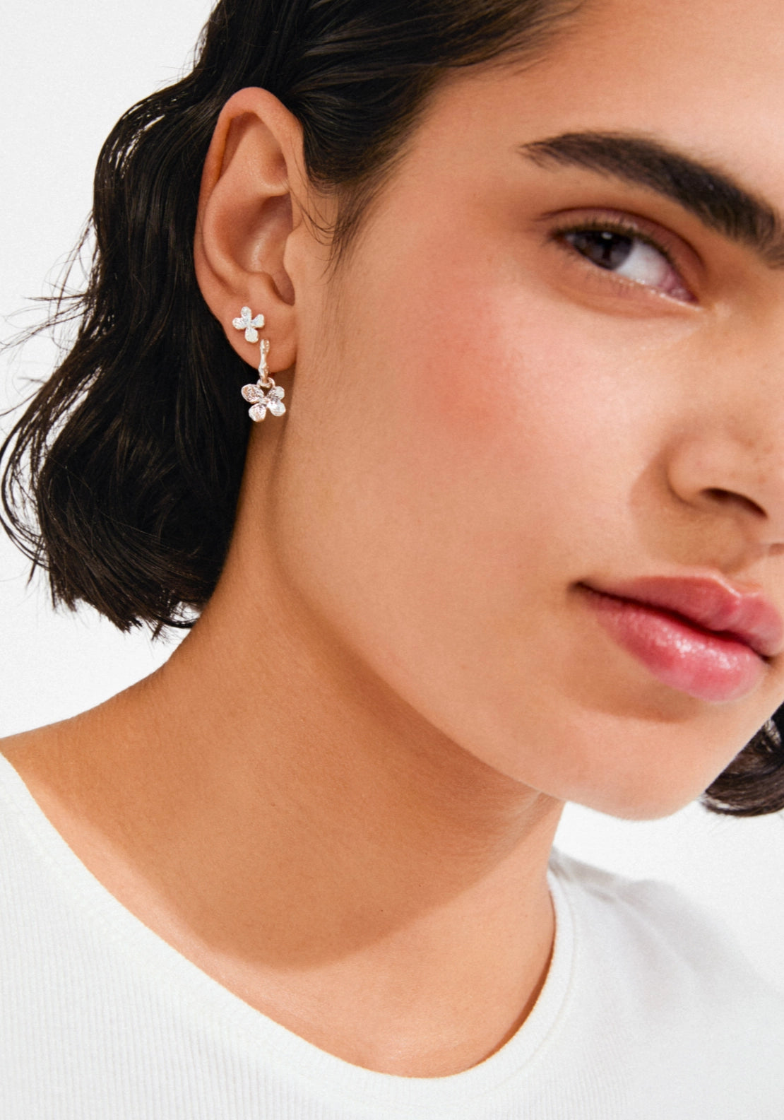 Ajani Silver Plated 2 In 1 Earring Set - Silver