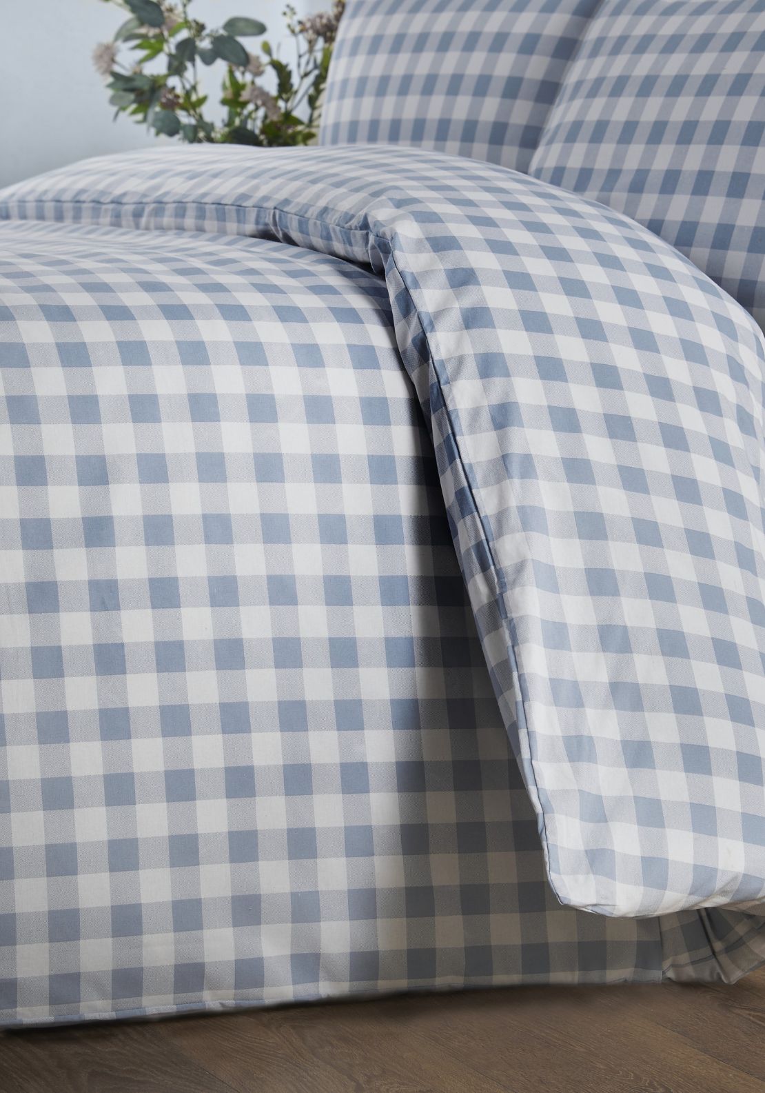 The Home Collection Ashwell Gingham Check Duvet Cover Set - Blue 2 Shaws Department Stores