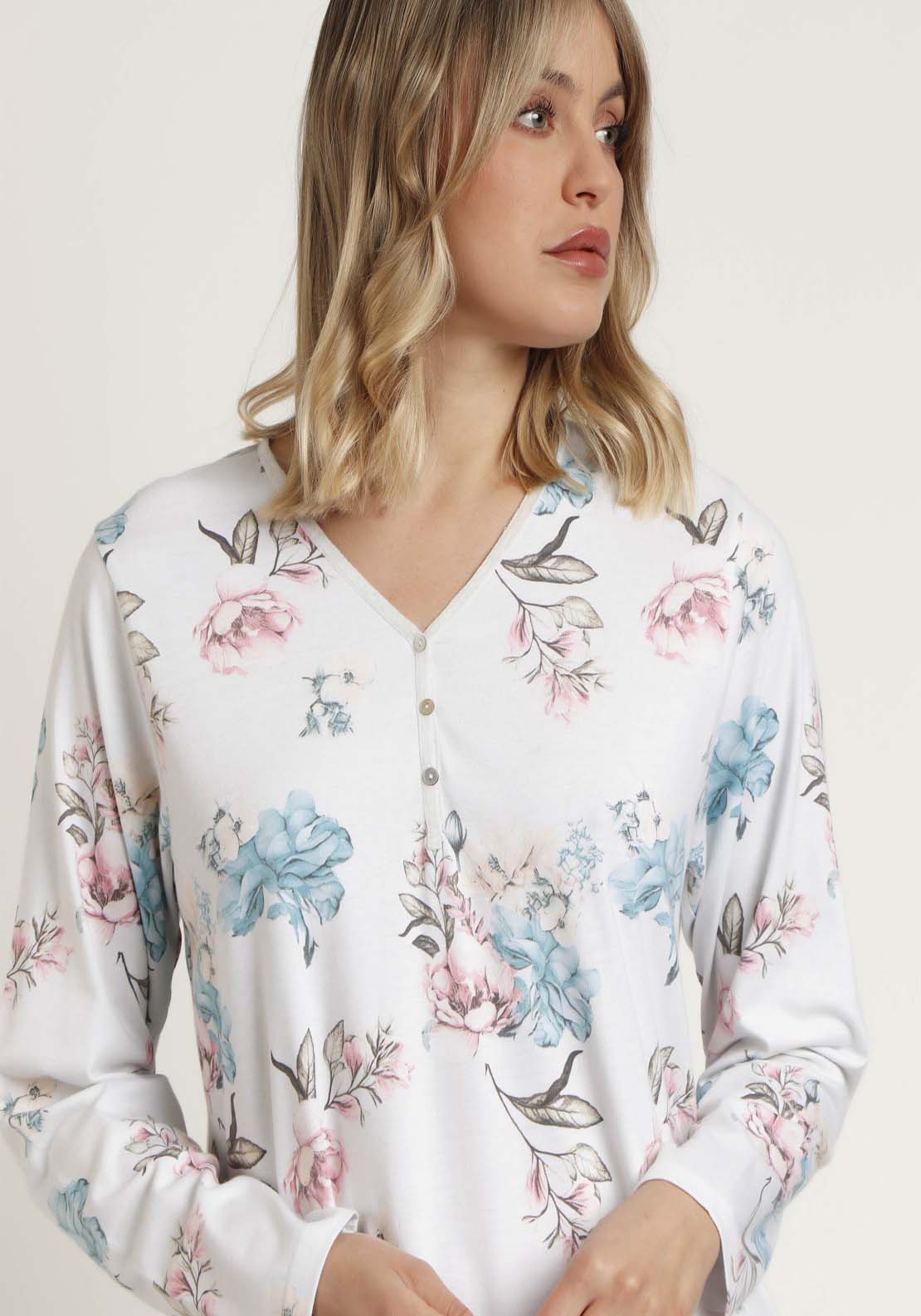 Admas Nightdress Flowers - Blue 3 Shaws Department Stores