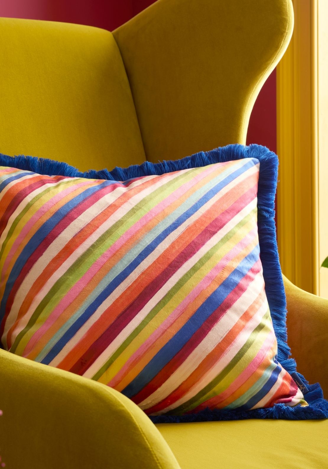 Sophie Robinson Darling Diagonal Stripe Reversible Feather Filled Cushion - Multi 1 Shaws Department Stores
