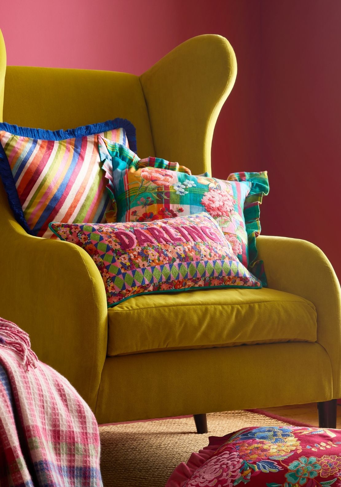 Sophie Robinson Darling Diagonal Stripe Reversible Feather Filled Cushion - Multi 5 Shaws Department Stores