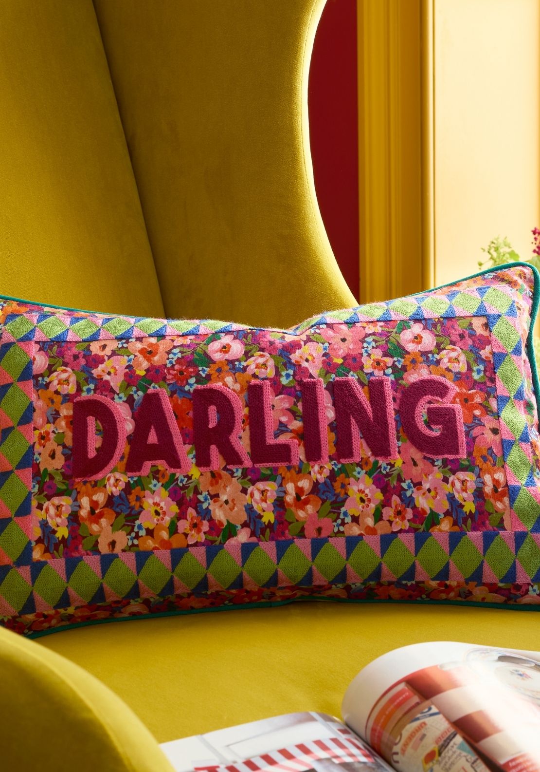 Sophie Robinson Darling Ditsy Reversible Feather Filled Cushion - Multi 1 Shaws Department Stores
