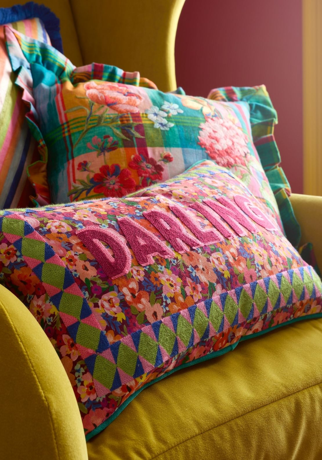Sophie Robinson Darling Ditsy Reversible Feather Filled Cushion - Multi 5 Shaws Department Stores